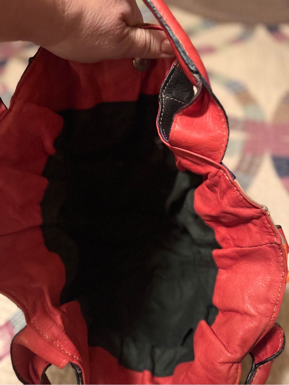 Source Unknown Multicolor Leather Drawstring Bucket Bag - Picture 2 of 5